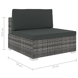 Acheter vidaXL Siège central sectionnel 1 pc et coussins Résine tressée Gris