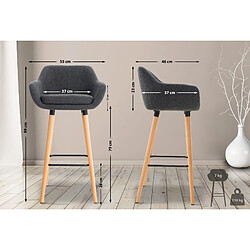 Non Lot de 2 tabourets de bar Grant tissu