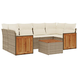 vidaXL Salon de jardin avec coussins 7 pcs beige résine tressée