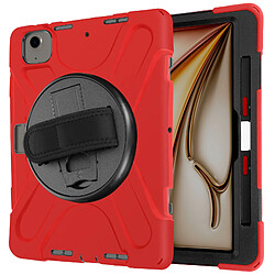 Avizar Coque pour iPad Air 13 2024 Antichoc avec Poignée Support et Sangle Rouge 