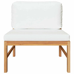 Maison Chic Canapé central avec coussins,Canapé Relax,Sofa de Salon,Banquette crème Bois de teck solide -GKD879872