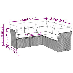 Avis vidaXL Salon de jardin avec coussins 5 pcs marron résine tressée