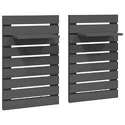 vidaXL Étagères de chevet murales 2 pcs Gris Bois de pin massif