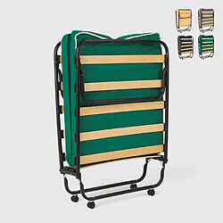 LLB LIVING LIFE BED Lit pliant à roulettes matelas et lattes 80x180 Ares, Couleur: Vert foncé