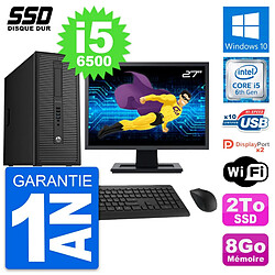 PC Tour HP EliteDesk 800 G2 Ecran 27" i5-6500 RAM 8Go SSD 2To Windows 10 Wifi · Occasion 