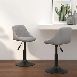 Maison Chic Lot de 2 Chaises pivotantes de salle à manger Chaise à dîner Gris clair Velours -MN35150