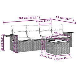 Acheter vidaXL Salon de jardin 5 pcs avec coussins gris résine tressée