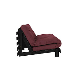 Inside 75 Canapé convertible futon ROOTS pin laqué noir matelas 160 x 200 cm coloris bordeaux