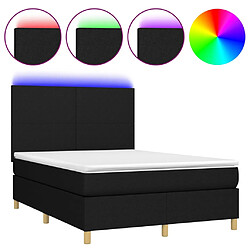 vidaXL Sommier à lattes de lit et matelas et LED Noir 140x190 cm Tissu