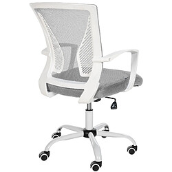 Decoshop26 Chaise de bureau hauteur réglable avec revêtement en maille respirante microfibre gris clair pieds métal blanc 10_0002693