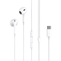 XO Écouteurs USB C Intra-auriculaires Microphone Boutons de Commande Blanc