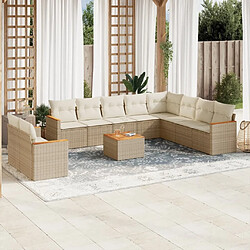 Maison Chic Salon de jardin 11 pcs avec coussins, Ensemble Tables et chaises d'extérieur beige résine tressée -GKD399325