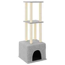 Arbre à chat avec griffoirs,niche pour chat en sisal gris clair 133,5 cm -MN32999