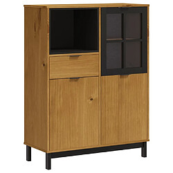 Maison Chic Buffet,Meuble de Rangement,commode pour salon,Cuisine avec porte vitrée FLAM 92x40x122,5 cm bois massif de pin -MN43405