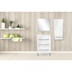 Dansmamaison Ensemble meuble sous vasque 3 tiroirs 60 cm Blanc + colonne + miroir - LANA