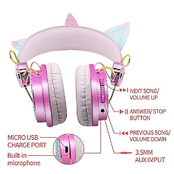 Universal Casque sans fil enfant casque licorne dessin animé avec micro casque fille et casque pas cher