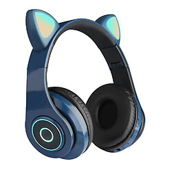 Universal Casque Bluetooth sans fil à oreilles de chat coloré et lumineux avec stéréo d'alimentation (bleu) 