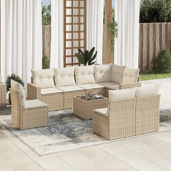 vidaXL Salon de jardin avec coussins 9 pcs beige résine tressée 