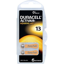 Pile pour appareil auditif zinc-air ZA 13 Duracell Activair 13 290 mAh 1.45 V 6 pc(s) 