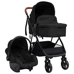 vidaXL Poussette pour bébé 3-en-1 Anthracite et noir Acier