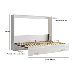 Inside 75 Armoire lit escamotable VERTIGO gris mat couchage 140*200 cm