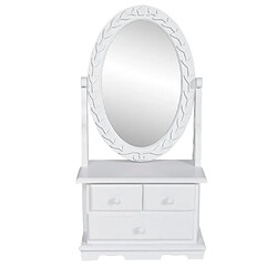 Helloshop26 Coiffeuse avec miroir pivotant 26 x 13 x 50 cm ovale MDF blanc 02_0006351