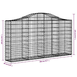 vidaXL Paniers à gabions arqués 8 pcs 200x30x100/120 cm Fer galvanisé pas cher