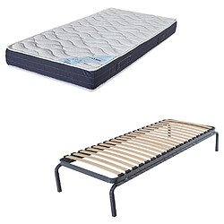 Ebac Lit gigogne + matelas Melior - 90x190 - Mousse - 20 lattes bois - Gain de place 