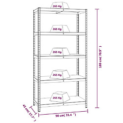 vidaXL Étagère à 5 niveaux 3 pcs Gris Acier et bois ingénierie pas cher