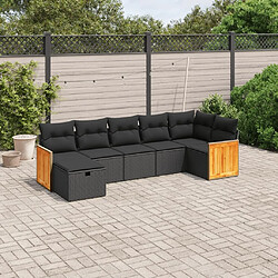 Maison Chic Ensemble Tables et chaises d'extérieur 7pcs avec coussins,Salon de jardin noir résine tressée -GKD727948