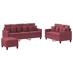 vidaXL Ensemble de canapés 3 pcs avec coussins Rouge bordeaux Tissu