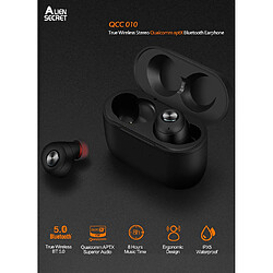 Universal Alien Secret QCC010 TWS Bluetooth 5.0 Casque Qualcomm aptX sans fil anti-bruit avec microphone, 77H temps de lecture Casque Bluetooth Casque