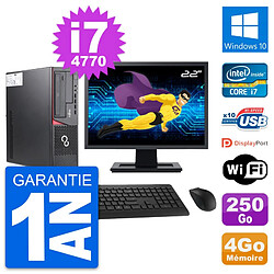 PC Fujitsu E720 DT Ecran 22" Intel i7-4770 RAM 4Go Disque 250Go Windows 10 Wifi · Occasion 