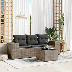 Maison Chic Salon de jardin 4 pcs avec coussins | Ensemble de Table et chaises | Mobilier d'Extérieur gris résine tressée -GKD91456