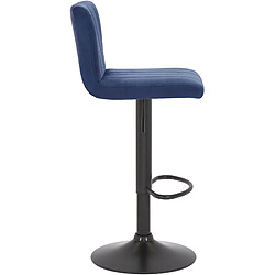 Decoshop26 Lot de 2 tabourets de bar pivotant hauteur réglable assise surpiqué en velours bleu et métal noir 10_0004224