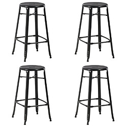 vidaXL Tabourets de bar lot de 4 noir acier 