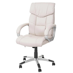 Decoshop26 Fauteuil de bureau sur roulettes fonction massage chauffage pivotante en synthétique crème 04_0001921