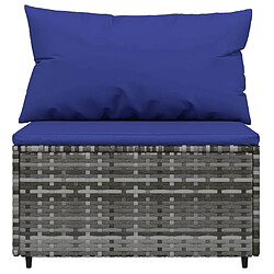 Acheter vidaXL Salon de jardin 3 pcs avec coussins Gris Résine tressée