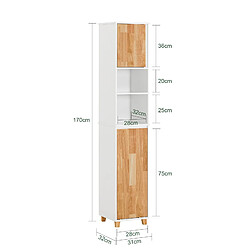 Avis SoBuy BZR74-W Meuble Colonne de Salle De Bain, Armoire Haute Étroite, Placard de Rangement avec 2 Niches, 1 Porte et 1 Panier à Linge