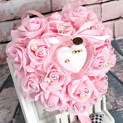 Wewoo Fleurs Artificielles La boîte à bagues en forme de coeur peut accrocher des fournitures de mariage pour oreiller mousse rose de simulation