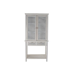 Pegane Commode buffet en bois MDF blanc avec 2 portes et 2 tiroirs - Largeur 80 x Hauteur 175,5 x Profondeur 37,4cm 