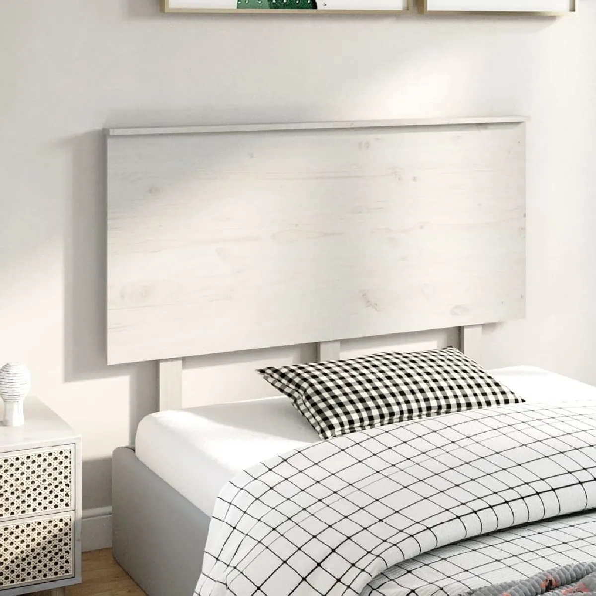 Acheter Maison Chic Tête de lit scandinave,Meuble de chambre Blanc 124x6x82,5 cm Bois massif de pin -MN55629