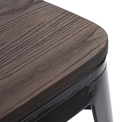 Mendler Tabouret de bar HWC-A73, avec siège en bois, métal, style industriel ~ noir pas cher