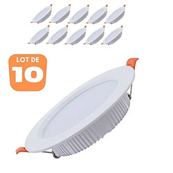 HOROZ ELECTRIC Lot de 10 spots ALEXA SMD LED rond blanc 8W 4200K 