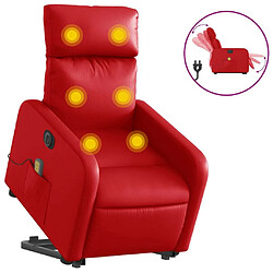 Maison Chic Fauteuil Relax pour salon, Fauteuil inclinable de massage électrique rouge similicuir -GKD56472