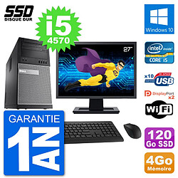 PC Tour Dell 9020 Ecran 27" Intel Core i5-4570 RAM 4Go SSD 120Go Windows 10 Wifi · Occasion 