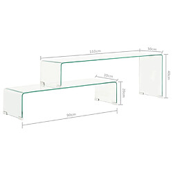 vidaXL Ensemble de table basse 2 pcs 90x30x20/110x30x40cm Verre trempé pas cher