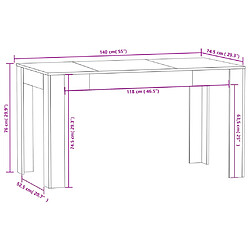 Acheter vidaXL Table de salle à manger Noir 140x74,5x76 cm Aggloméré