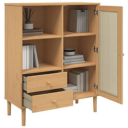 Avis vidaXL Buffet SENJA aspect rotin marron 90x40x112cm bois massif de pin