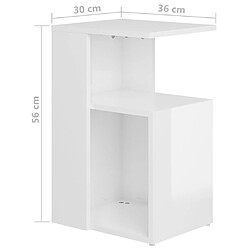 vidaXL Table d'appoint Blanc brillant 36x30x56 cm Bois d’ingénierie pas cher